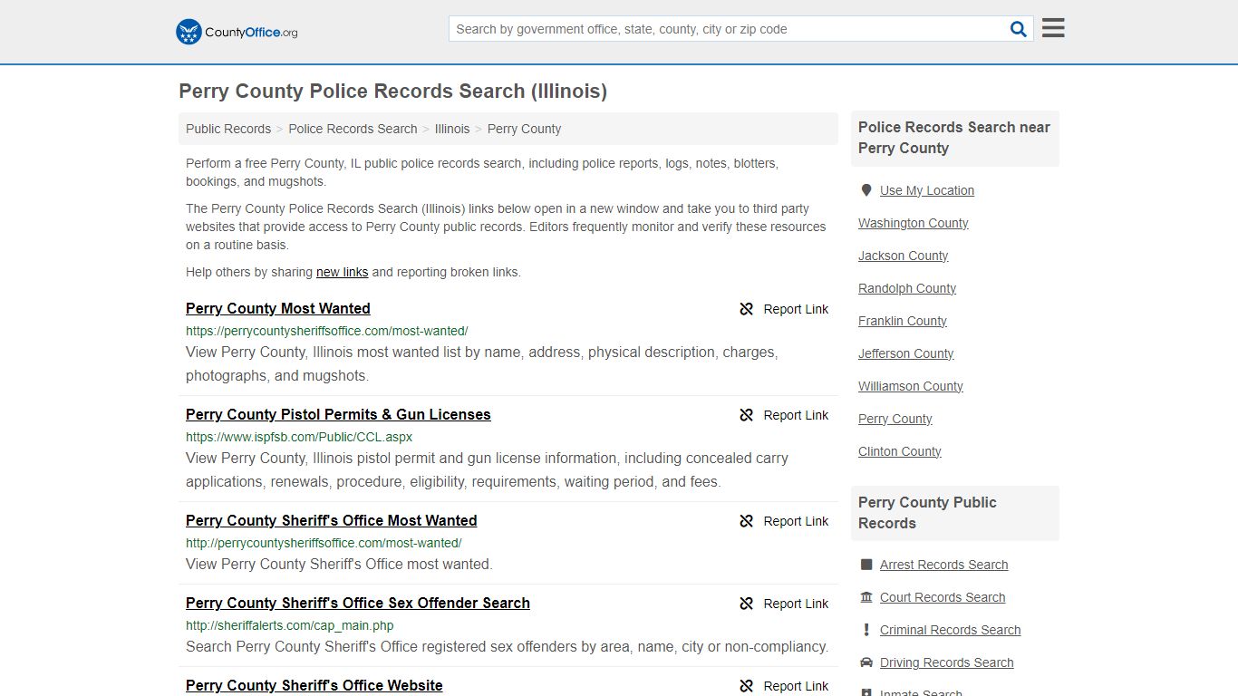 Perry County Police Records Search (Illinois) - County Office