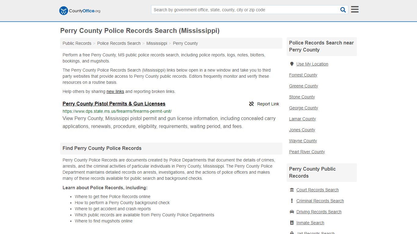 Police Records Search - Perry County, MS (Accidents & Arrest Records)